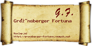 Grünsberger Fortuna névjegykártya